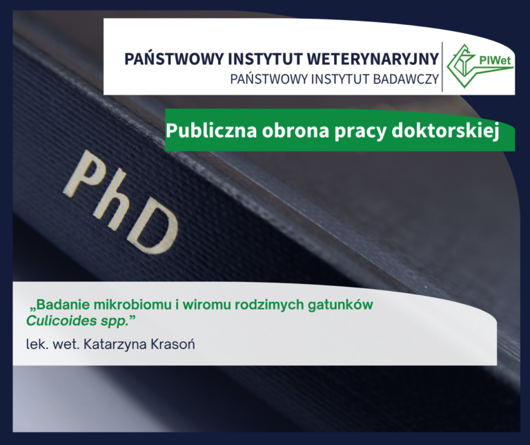 Publiczna obrona rozprawy doktorskiej lek. wet. Katarzyny Krasoń – 5 maja 2026 r. o godz. 12:00
